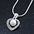 Delicate Crystal, Simulated Pearl 'Heart' Pendant With Silver Tone Snake Chain & Stud Earrings Set - 40cm Length/ 6cm Extension - view 3