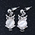 Milky White Moonstone 'Wise Owl' Pendant With Silver Tone Chain & Drop Earrings Set - 44cm Length/ 5cm Extension - view 6