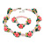 Rose Quartz, Turquoise Bead Fimo Rose Necklace And Flex Bracelet Set In Silver Tone - 40cm Length/ 5cm Extension - view 2