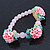Rose Quartz, Turquoise Bead Fimo Rose Necklace And Flex Bracelet Set In Silver Tone - 40cm Length/ 5cm Extension - view 6