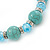 Turquoise, Light Blue Crystal Bead Necklace & Drop Earrings In Silver Tone Metal - 40cm Length/ 4cm Length - view 8