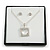 Clear Crystal Open Square Cut Pendant Silver Tone Chain and Stud Earrings Set - 45cm L/ 5cm Ext - Gift Boxed - view 4