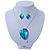 Azure Blue Enamel Diamante 'Leaf' Necklace & Drop Earrings Set In Rhodium Plated Metal - 40cm Length/ 6 extension - view 2