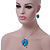 Azure Blue Enamel Diamante 'Leaf' Necklace & Drop Earrings Set In Rhodium Plated Metal - 40cm Length/ 6 extension - view 4