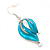 Azure Blue Enamel Diamante 'Leaf' Necklace & Drop Earrings Set In Rhodium Plated Metal - 40cm Length/ 6 extension - view 8