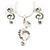 Clear Austrian Crystal Treble Clef Pendant With Silver Tone Chain and Stud Earrings Set - 46cm L/ 5cm Ext - Gift Boxed