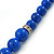 Blue Ceramic Bead Necklace, Flex Bracelet & Drop Earrings With Crystal Ring Set In Silver Tone - 44cm Length/ 6cm Extension - view 8