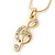 Clear Austrian Crystal Treble Clef Pendant With Gold Tone Chain and Stud Earrings Set - 46cm L/ 5cm Ext - Gift Boxed - view 11