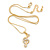 Clear Austrian Crystal Treble Clef Pendant With Gold Tone Chain and Stud Earrings Set - 46cm L/ 5cm Ext - Gift Boxed - view 12