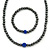 43cm L Hematite Bead with Blue Crystal Ball Magnetic Necklace And 18cm L Flex Bracelet Set