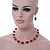 Dark Orange Glass 'Grapes' Beaded Necklace, Flex Bracelet And Drop Earrings Set In Silver Tone - 44cm L/ 5cm Ext - view 2