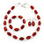 Dark Orange Glass 'Grapes' Beaded Necklace, Flex Bracelet And Drop Earrings Set In Silver Tone - 44cm L/ 5cm Ext