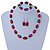 Cranberry Glass 'Grapes' Beaded Necklace, Flex Bracelet And Drop Earrings Set In Silver Tone - 44cm L/ 5cm Ext - view 6