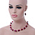 Cranberry Glass 'Grapes' Beaded Necklace, Flex Bracelet And Drop Earrings Set In Silver Tone - 44cm L/ 5cm Ext - view 2