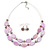 Light Purple Oval Shell & Round Crystal Floating Bead Necklace & Drop Earring Set - 46cm L/ 4cm Ext - view 6