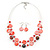 Red Shell & Crystal Floating Bead Necklace & Drop Earring Set - 46cm Length/ 4cm extension - view 7