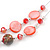 Red Shell & Crystal Floating Bead Necklace & Drop Earring Set - 46cm Length/ 4cm extension - view 3