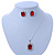 Red/ Clear Crystal Square Pendant with Silver Tone Chain and Stud Earrings Set - 44cm L/ 5cm Ext - view 2