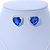 Blue/ Clear Crystal Heart Pendant with Silver Tone Chain and Stud Earrings Set - 44cm L/ 6cm Ext - view 6
