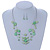 Light Green Shell & Crystal Floating Bead Necklace & Drop Earring Set - 52cm L/ 5cm Ext - view 2