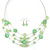 Light Green Shell & Crystal Floating Bead Necklace & Drop Earring Set - 52cm L/ 5cm Ext