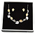 Delicate Gold/ Silver/ Grey Matt Enamel Leaf Necklace & Stud Earrings In Silver Tone Metal - 40cm L/ 8cm Ext - Gift Boxed - view 2