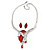 Romantic Glass, Crystal Red Leaf V Shape Necklace & Stud Earrings In Silver Tone Metal - 40cm L/ 8cm Ext - Gift Boxed - view 8