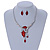 Romantic Glass, Crystal Red Leaf V Shape Necklace & Stud Earrings In Silver Tone Metal - 40cm L/ 8cm Ext - Gift Boxed - view 2