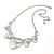 Abstract Milky White Glass 'Teardrops' Necklace & Stud Earrings In Rhodium Plated Metal - 41cm L/ 8cm Ext - Gift Boxed - view 9