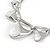 Abstract Milky White Glass 'Teardrops' Necklace & Stud Earrings In Rhodium Plated Metal - 41cm L/ 8cm Ext - Gift Boxed - view 10