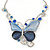 Romantic Glass, Crystal Blue Butterfly Necklace & Stud Earrings In Silver Tone Metal - 40cm L/ 8cm Ext - Gift Boxed - view 9