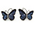 Romantic Glass, Crystal Blue Butterfly Necklace & Stud Earrings In Silver Tone Metal - 40cm L/ 8cm Ext - Gift Boxed - view 6