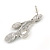 Abstract Pastel Brown/ Milky White Leaf Necklace & Stud Earrings In Rhodium Plated Metal - 40cm L/ 8cm Ext - Gift Boxed - view 12