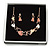 Romantic Matt Beige/ Orange Heart Necklace &  Drop Earrings In Rose Gold Metal - 39cm L/ 7cm Ext - Gift Boxed - view 2