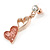 Romantic Matt Beige/ Orange Heart Necklace &  Drop Earrings In Rose Gold Metal - 39cm L/ 7cm Ext - Gift Boxed - view 6