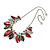 Stunning Enamel, Crystal Multi Leaf Necklace and Drop Earrings Set In Rhodium Plating (Grey/ Red) - 40cm L/ 6cm Ext - Gift Boxed - view 9