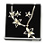 Silver Tone Mesh Y- Shape Necklace with Cream Enamel Flowers & Stud Earrings - 36cm L/ 10cm Ext - Gift Boxed - view 4