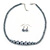 Grey Graduated Glass Bead Necklace & Drop Earrings Set In Silver Plating - 44cm L/ 4cm Ext