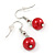 2 Strand Layered Intense Red Graduated Glass Bead Necklace and Drop Earrings Set - 50cm L/ 4cm Ext - view 7