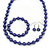 10mm Deep Purple Glass Bead Necklace, Flex Bracelet & Drop Earrings Set In Silver Plating - 42cm L/ 5cm Ext - view 10