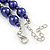 10mm Deep Purple Glass Bead Necklace, Flex Bracelet & Drop Earrings Set In Silver Plating - 42cm L/ 5cm Ext - view 6