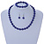 10mm Deep Purple Glass Bead Necklace, Flex Bracelet & Drop Earrings Set In Silver Plating - 42cm L/ 5cm Ext - view 2