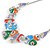 Multicoloured Enamel, Crystal Geometric Necklace and Drop Earrings In Rhodium Plating - 40cm L/ 7cm Ext - view 10