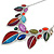 Statement Multicoloured Glass, Crystal Leaf Necklace and Drop Earrings In Rhodium Plating - 40cm L/ 8cm Ext - view 11