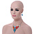 Multicoloured Enamel, Glass Geometric Necklace and Drop Earrings Set In Rhodium Plating Set - 42cm L/ 7cm Ext - view 12