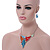 Multicoloured Enamel, Glass Geometric Necklace and Drop Earrings Set In Rhodium Plating Set - 42cm L/ 7cm Ext - view 2