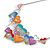 Romantic Multicoloured Glass, Enamel Multi Heart Necklace and Stud Earrings Set In Rhodium Plating - 40cm L/ 8cm Ext - view 10