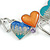 Romantic Multicoloured Glass, Enamel Multi Heart Necklace and Stud Earrings Set In Rhodium Plating - 40cm L/ 8cm Ext - view 11
