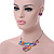Romantic Multicoloured Glass, Enamel Multi Heart Necklace and Stud Earrings Set In Rhodium Plating - 40cm L/ 8cm Ext - view 2