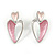 Romantic Multi Heart Necklace and Stud Earrings Set In Rhodium Plating (Pink) - 39cm L/ 8cm Ext - Gift Boxed - view 7